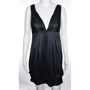 VTG Alyn Paige New York Y2K Satin Bubble Hem Mini Dress Black Size M